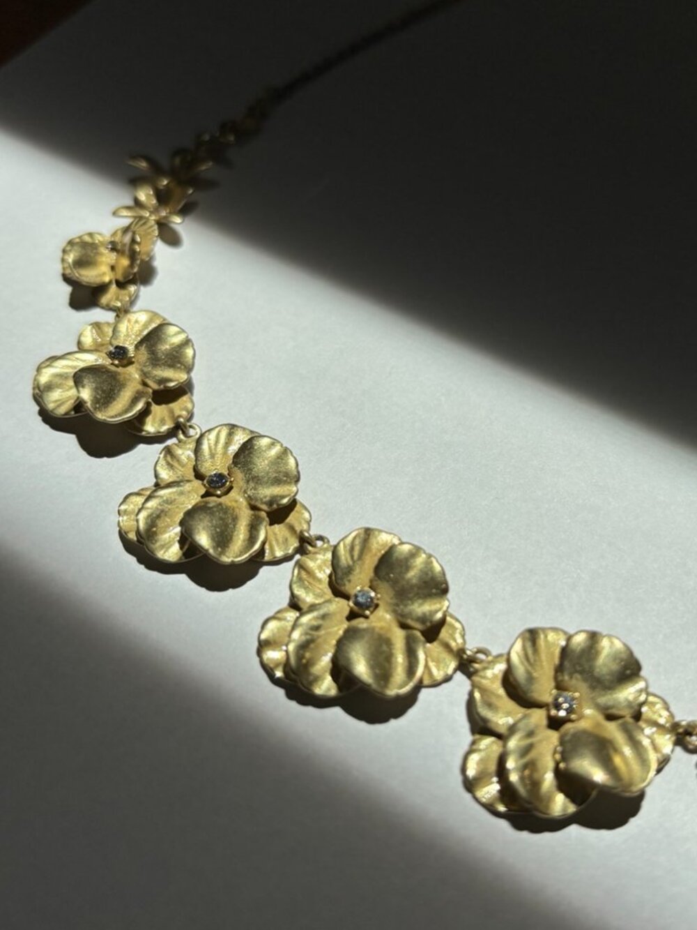 LOFT Gold Floral Statement Necklace | Flower Bib Necklace Rhinestone Detail
